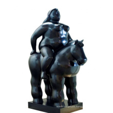 Popular life size bronze fernando botero sculpture fat lady riding horse